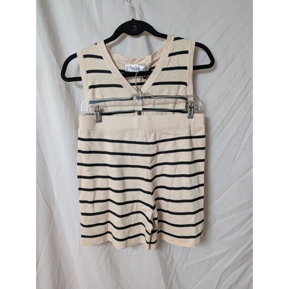 Brand New Evo Style Striped Knit Two-Piece Vest & Shorts Set Size S A007